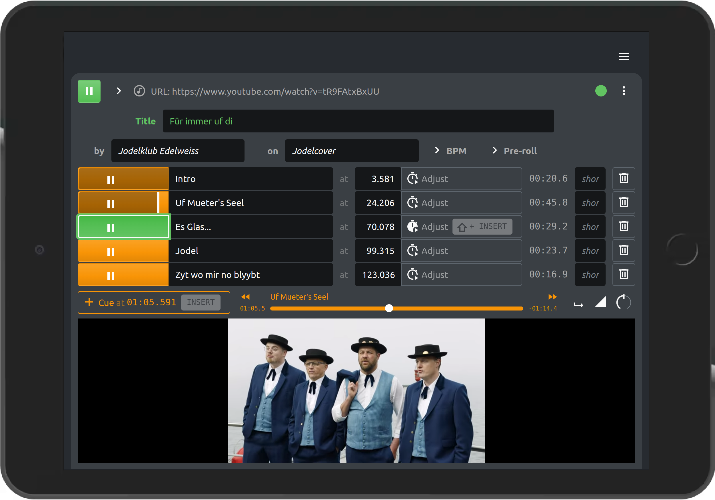 Screenshot of replayer in the edit mode with a video